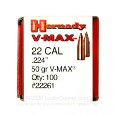 HORNADY 22 CAL 50GR V-MAX (100)