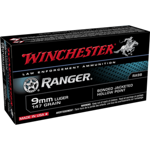 WINCHESTER RANGER 9MM 147GR JHP (50) WINCHESTER RANGER 9MM 147GR JHP (50)